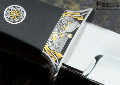 Bob Loveless Custom Knife Riverside Logo Black Micarta Boot Knife Engraved by Dan Wilkerson - Image 6