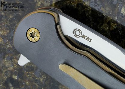 Les Voorhies Custom Knife Model 13 Zirconium and Brass Linerlock Flipper - Image 4