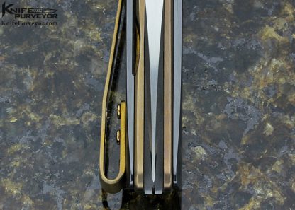 Les Voorhies Custom Knife Model 13 Zirconium and Brass Linerlock Flipper - Image 7