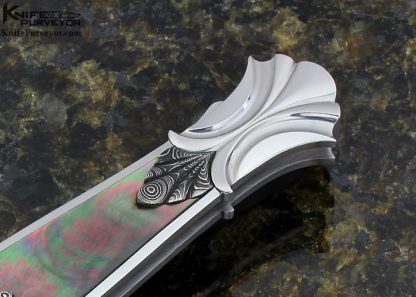 Wolfgang Loerchner Custom Knife Black Lip Tahitian Pearl with Fluted Damascus Lockback Dagger - Image 3