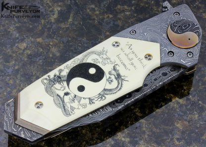 Allen Elishewitz Custom Knife "Bruce Lee" Scrimshawed by Gary Williams "Garbo" Damascus Automatic - Image 3