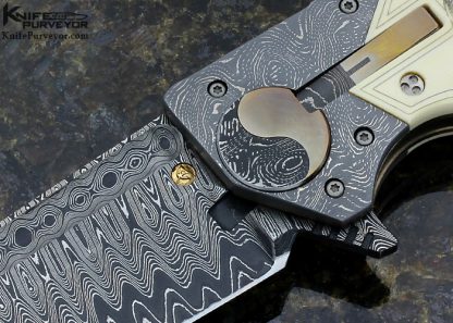 Allen Elishewitz Custom Knife "Bruce Lee" Scrimshawed by Gary Williams "Garbo" Damascus Automatic - Image 2