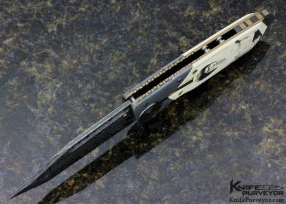 Allen Elishewitz Custom Knife "Bruce Lee" Scrimshawed by Gary Williams "Garbo" Damascus Automatic - Image 7