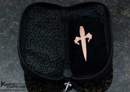 Marfione Custom Knives Deryk Munroe "Sigil" with Carbon Fiber Flipper with Copper Hardware with Original bag, Zipper Case, Box and COA - Image 9