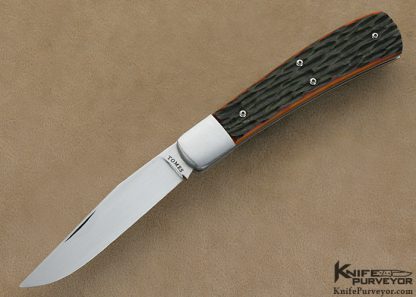 PJ Tomes Custom Knife Amber Jigged Bone Slip Joint