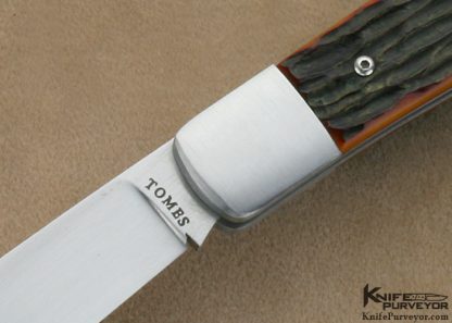 PJ Tomes Custom Knife Amber Jigged Bone Slip Joint - Image 2