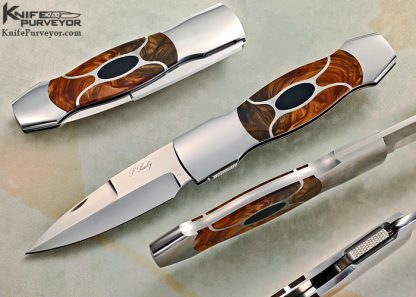 Scott Sawby Custom Knife 5 Piece Royal Sahara Jasper Inlay with Black Edward's Jade Self Lock