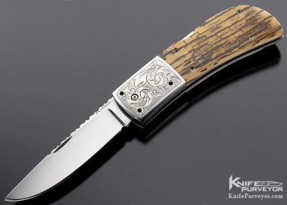 AA Sanders Custom Knife Double Action Automatic Engraved Trapdoor Midlock 15052