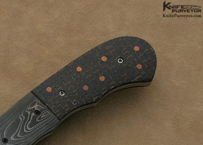 Aaron Frederick Custom Knife Fixed Blade Sole Authorship Damascus Lightning Strike Carbon Fiber with Copper Inlays - Image 3