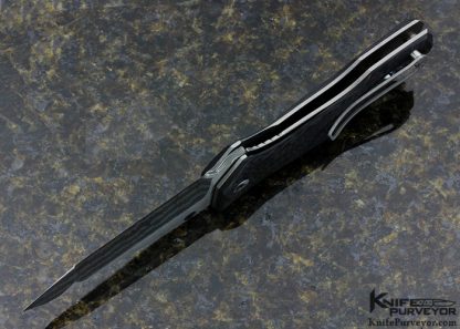 Alan Elishewitz Custom Knife Chad Nichols Damascus & Carbon Fiber "Saboteur" Linerlock - Image 5