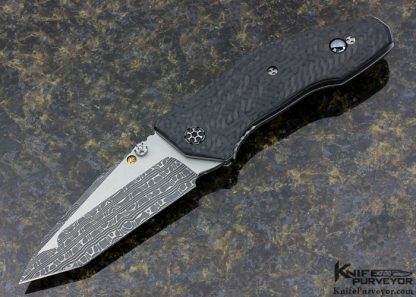 Alan Elishewitz Custom Knife Chad Nichols Damascus & Carbon Fiber "Saboteur" Linerlock