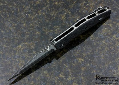 Alan Elishewitz Custom Knife Chad Nichols Damascus & Carbon Fiber "Saboteur" Linerlock - Image 4