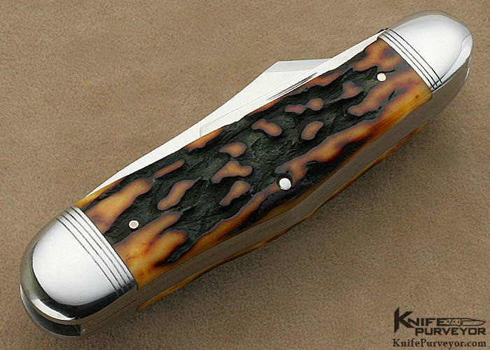 Parker Knives Australia - Set in ringed gidgee - fish priest and bird and trout  knife in S35VN with brass fittings. #customknifemaker #handmadeaustralia
