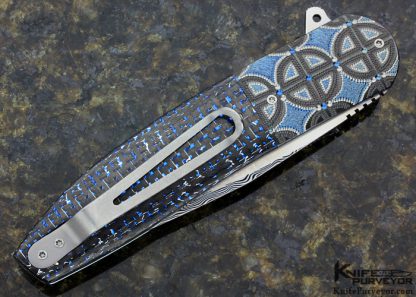 Andre Thorburn Custom Knife Engraved Titanium and Blue/Black Carbon Fiber Linerlock - Image 3