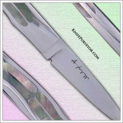 Antonio Fogarizzu's Custom Knife: 8 Inlays of Blacklip Pearl Lockback - Image 2