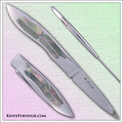 Antonio Fogarizzu's Custom Knife: 8 Inlays of Blacklip Pearl Lockback