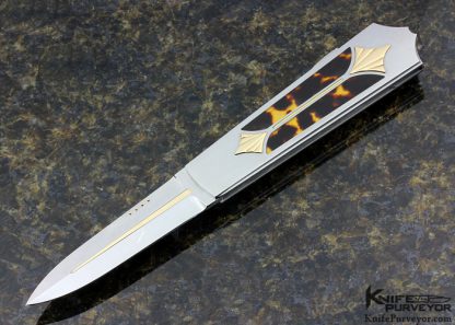 Antonio Fogarizzu Custom Knife Amber with 14Kt Gold Lockback Dagger