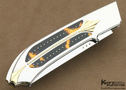 Antonio Fogarizzu Custom Knife Exotic Material Double Interframe Lockback with 14Kt Gold Accents & Toothpick - Image 4