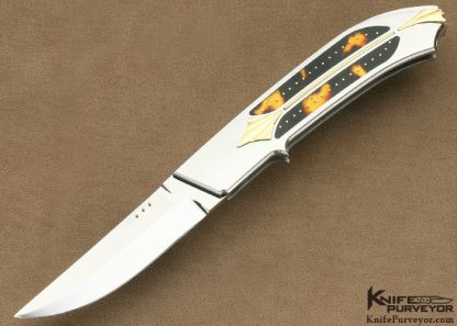 Antonio Fogarizzu Custom Knife Exotic Material Double Interframe Lockback with 14Kt Gold Accents & Toothpick