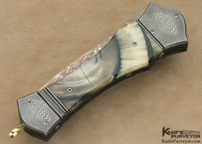 Arthur Whale Custom Knife Damascus Linerlock Dagger - Image 4