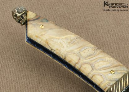 Arthur Whale Custom Knife Chad Nichols Steel with 4 Silver Skulls with 22 Kt. Gold Plated Spacer Linerlock - Image 5