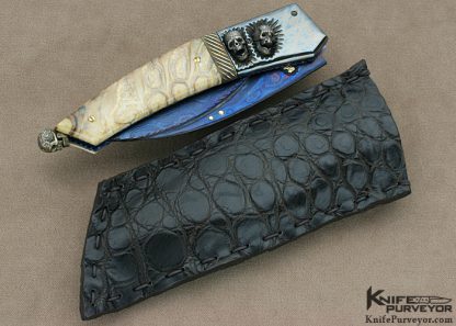 Arthur Whale Custom Knife Chad Nichols Steel with 4 Silver Skulls with 22 Kt. Gold Plated Spacer Linerlock - Image 6