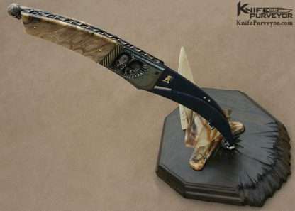 Arthur Whale Custom Knife Chad Nichols Steel with 4 Silver Skulls with 22 Kt. Gold Plated Spacer Linerlock - Image 9