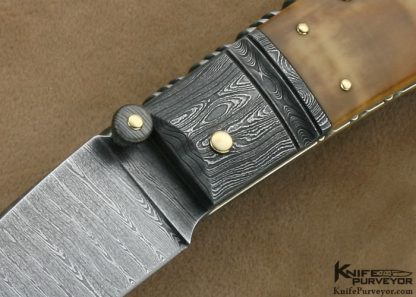 Barry Davis Custom Knife Sole Authorship Damascus Lockback with 14Kt Gold Pins, Bale & Toothpick - Image 2