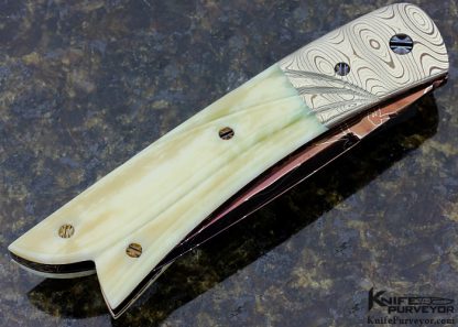 Barry Gallagher Custom Knife Walrus Sole Authorship "Playboy Bunny" Damascus Automatic - Image 3