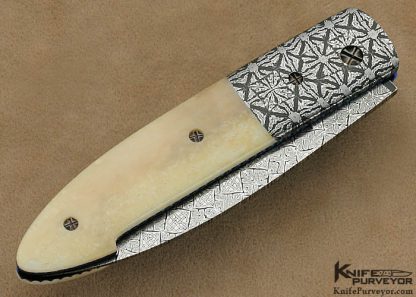 Barry Gallagher Sole Authorship Damascus Button Release Linerlock - Image 3