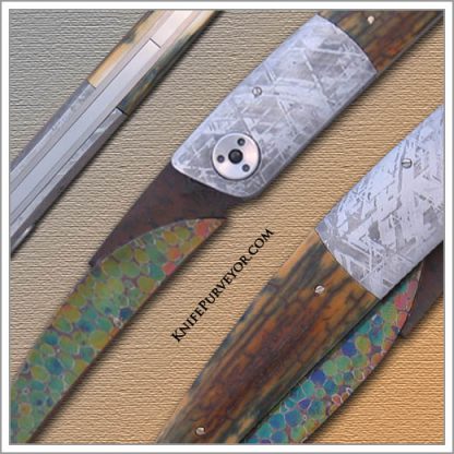 Bertie Rietveld's Custom Knife: Mammoth Ivory and Meteorite "Sahara" with Sole Authorship "Dragonskin" Damascus - Image 2