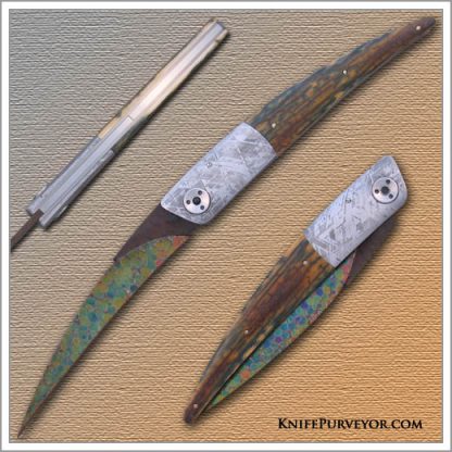 Bertie Rietveld's Custom Knife: Mammoth Ivory and Meteorite "Sahara" with Sole Authorship "Dragonskin" Damascus