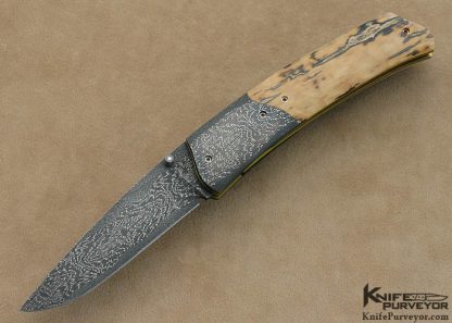 Bill Ankrom Custom Knives  Joel Davis "Turkish Burst" Damascus Linerlock