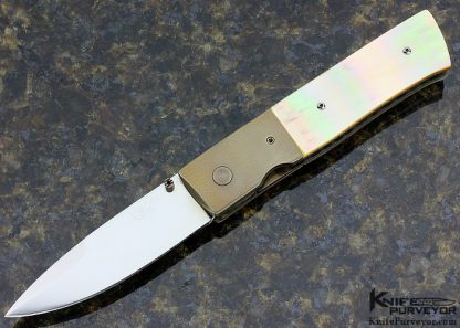 Bill King Custom Knife Gold Lip Pearl & Titanium Linerlock