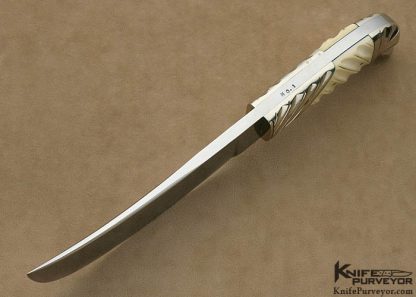 Bill Moran Custom Knife #1 Bill Moran's Personal Skinner with Fluted Nickle Silver & Fluted Pre-ban Elephant Ivory - Image 4