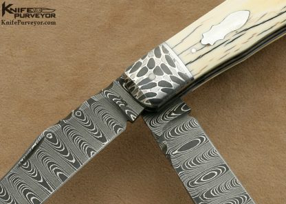 Bill Ruple Custom Knife  Damascus 2 Blade Slip Joint - Image 2