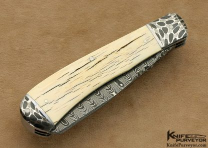 Bill Ruple Custom Knife  Damascus 2 Blade Slip Joint - Image 3