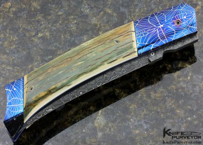 Reese Weiland Custom Knife #001 Damascus and Mammoth Scale Release Auto - Image 3