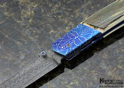 Reese Weiland Custom Knife #001 Damascus and Mammoth Scale Release Auto - Image 2