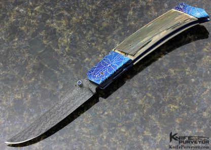 Reese Weiland Custom Knife #001 Damascus and Mammoth Scale Release Auto