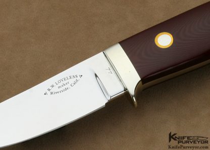 Bob Loveless Riverside Football Logo Burgundy Micarta Semi Skinner "1985 K.C.C." Serial #77 - Image 2