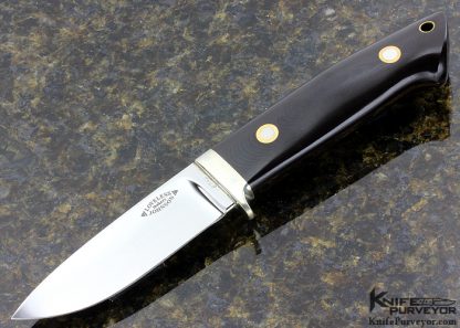 Bob Loveless S.R. Johnson Custom Knife "Loveless Johnson" Logo Black Micarta Drop Point Hunter Featured in "Living on the Edge" Logos of the Loveless Legend on Page 96