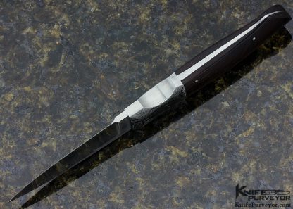 Bob Lum Custom Knife Engraved Desert Ironwood Drop Point Hunter with Paul Long Sheath - Image 6