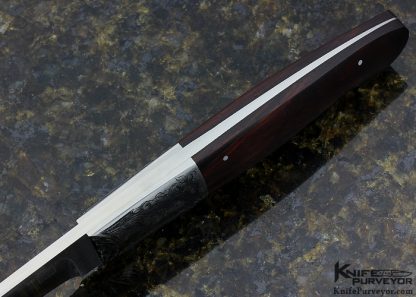 Bob Lum Custom Knife Engraved Desert Ironwood Drop Point Hunter with Paul Long Sheath - Image 5