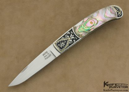 Robert Merz Custom Knife Engraved Abalone Midlock