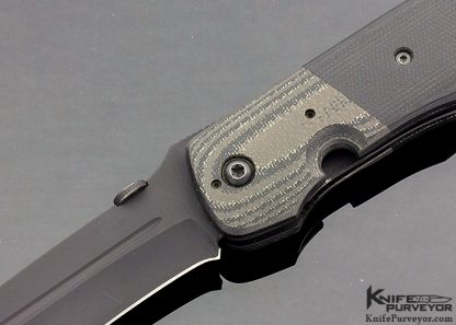 Bob Terzuola Custom Knife Black Linen Micarta,Titanium, 514 Eagle Rock Multigrind Linerlock - Image 2