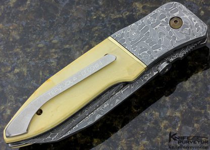 Bob Terzuola Custom Knife GTC Collaboration One Off Damascus & Mammoth Milano Linerlock - Image 3