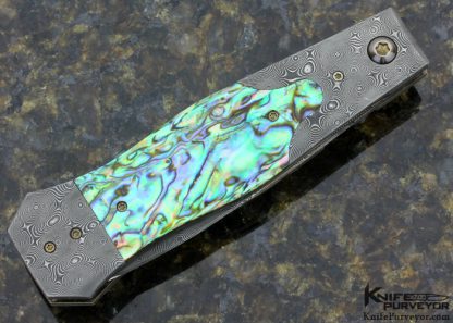 Brian Tighe Custom Knife Abalone & Damascus Linerlock Dagger - Image 3