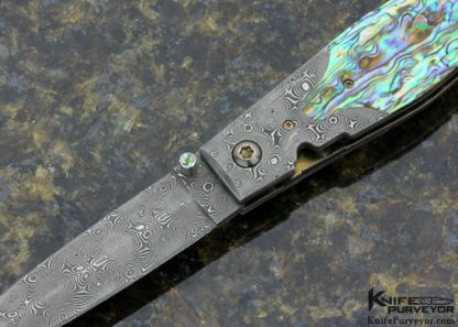 Brian Tighe Custom Knife Abalone & Damascus Linerlock Dagger - Image 2