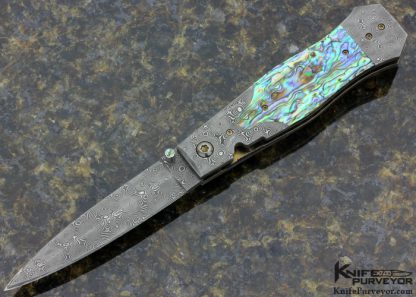 Brian Tighe Custom Knife Abalone & Damascus Linerlock Dagger